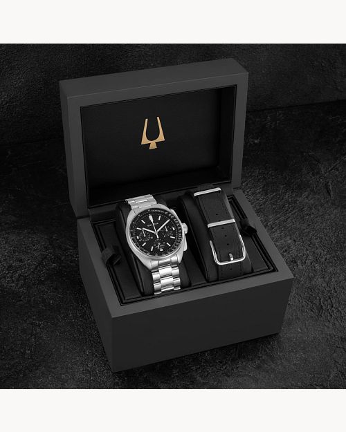 Black Dial Stainless Steel Bracelet Lunar Pilot 96K111 | Bulova Black Dial Stainless Steel Bracelet Lunar Pilot 96K111 | Bulova